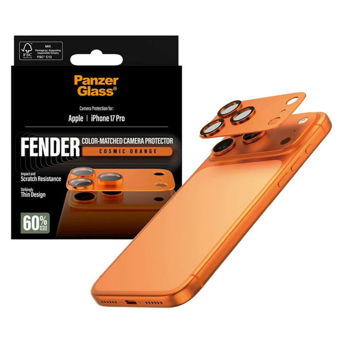 Fender Kameraobjektivschutz für iPhone 17 Pro, Orange, PanzerGlass