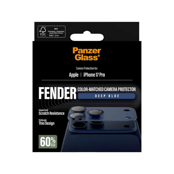 Fender Kameraobjektivschutz für iPhone 17 Pro, Blau, PanzerGlass