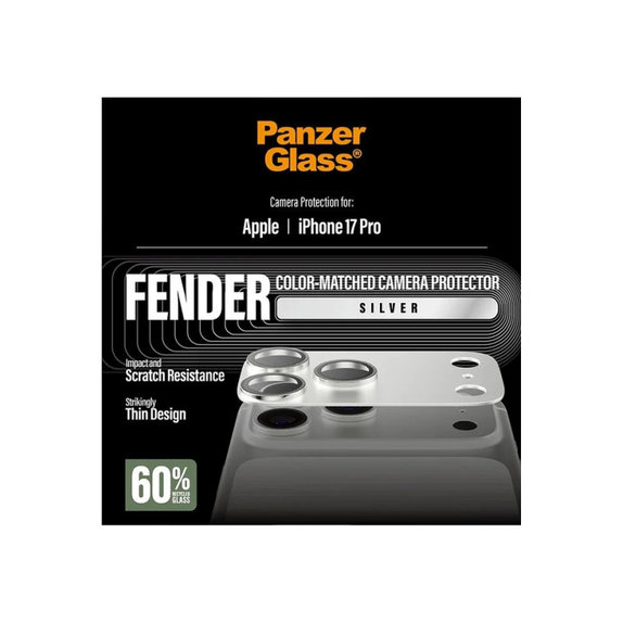 Fender Kameraobjektivschutz für iPhone 17 Pro, Silber, PanzerGlass