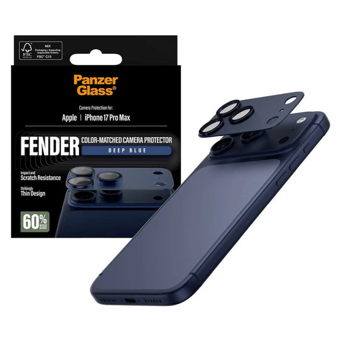 Fender Kameraobjektivschutz für iPhone 17 Pro Max, Blau, PanzerGlass