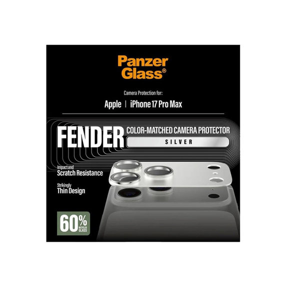 Fender Kameraobjektivschutz für iPhone 17 Pro Max, Silber, PanzerGlass