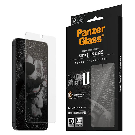 Panzerglas UWF Ceramic mit Applikator für Samsung Galaxy S26, Klar, PanzerGlass