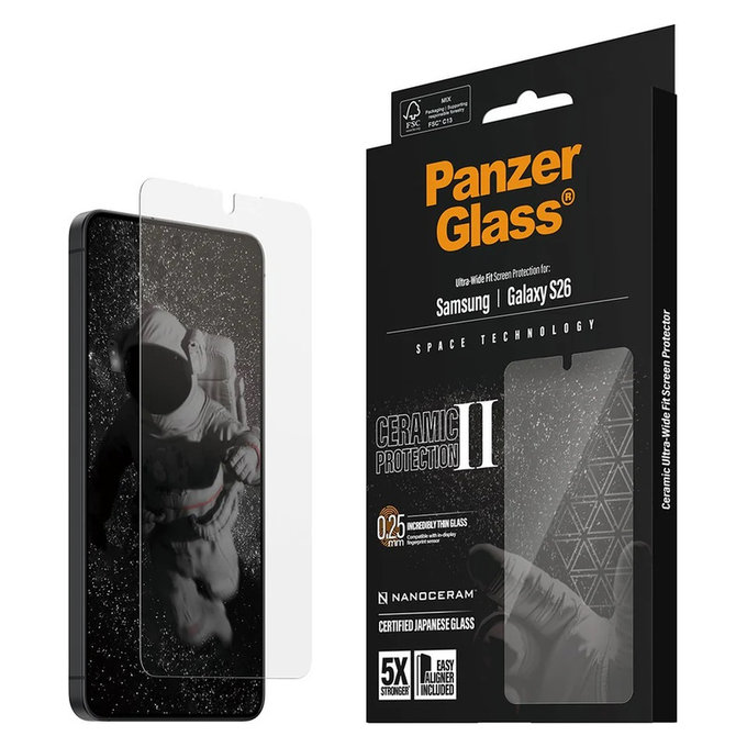 Panzerglas UWF Ceramic mit Applikator für Samsung Galaxy S26, Klar, PanzerGlass