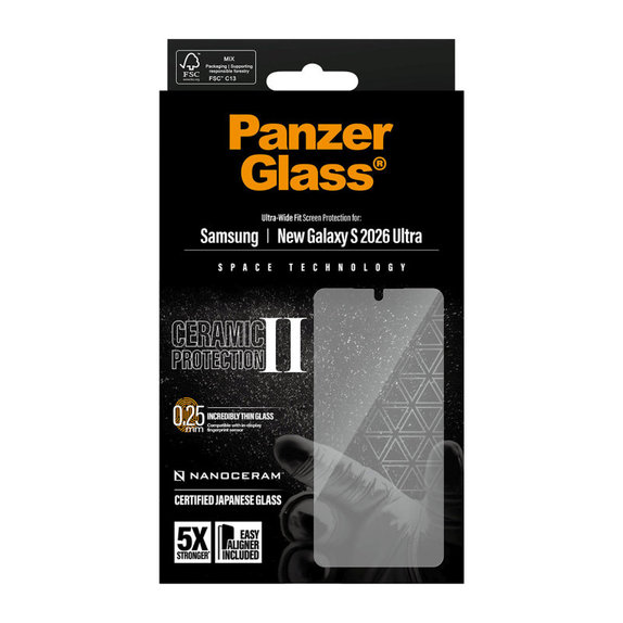 UWF Ceramic II Panzerglas mit Fastfit für Samsung S26 Ultra, Klar, PanzerGlass