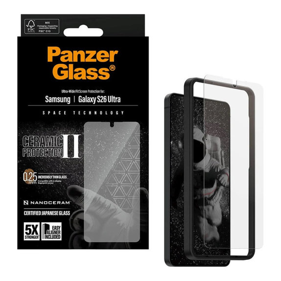 UWF Ceramic II Panzerglas mit Fastfit für Samsung S26 Ultra, Klar, PanzerGlass