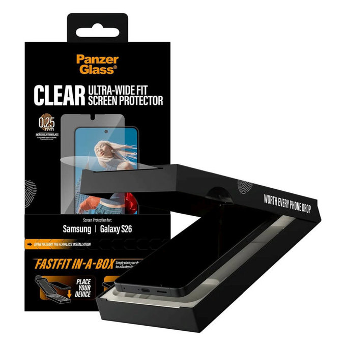 UWF Panzerglas mit FASTFIT In-A-Box für Samsung S26, Transparent, PanzerGlass