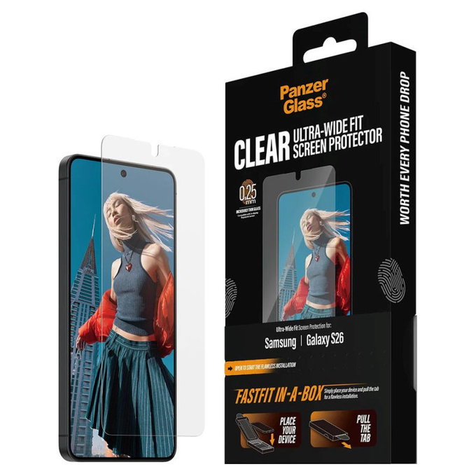 UWF Panzerglas mit FASTFIT In-A-Box für Samsung S26, Transparent, PanzerGlass