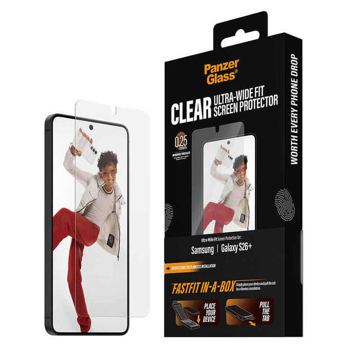 Panzerglas UWF mit FASTFIT In-A-Box für Samsung Galaxy S26+, Klar, PanzerGlass