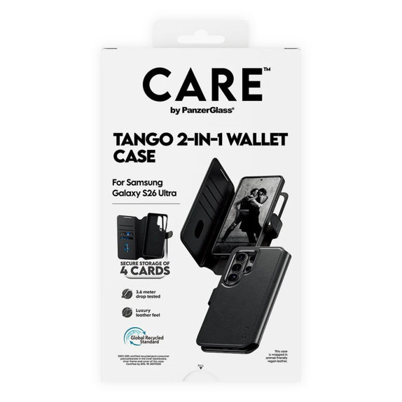 Hülle Wallet Tango Two-In-One mit QI für Samsung S26 Ultra, schwarz, CARE