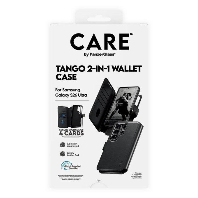 Hülle Wallet Tango Two-In-One mit QI für Samsung S26 Ultra, schwarz, CARE