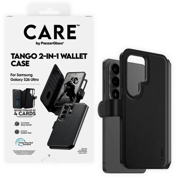 Hülle Wallet Tango Two-In-One mit QI für Samsung S26 Ultra, schwarz, CARE