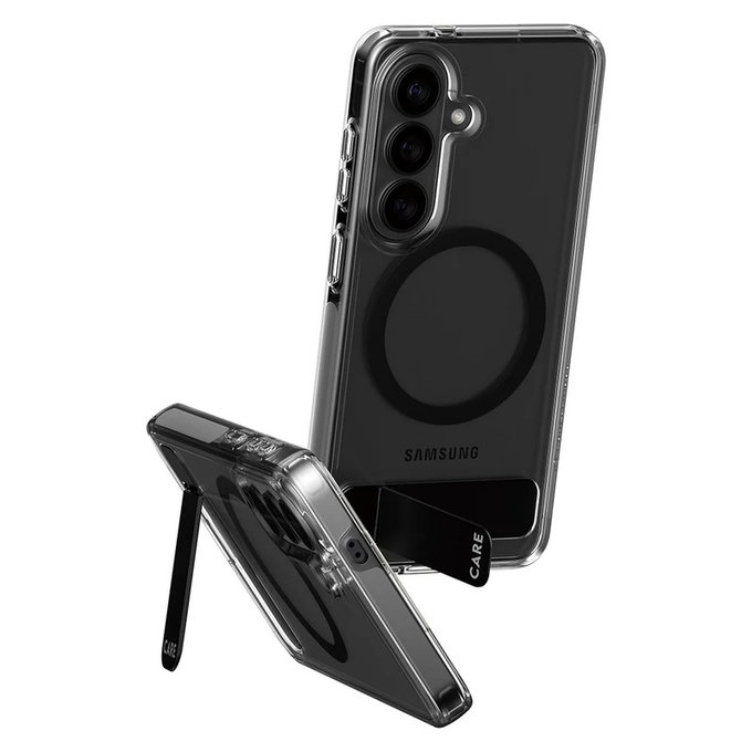 Hülle Kickstand mit schwarzem QI für Samsung Galaxy S26, Transparent, PanzerGlass