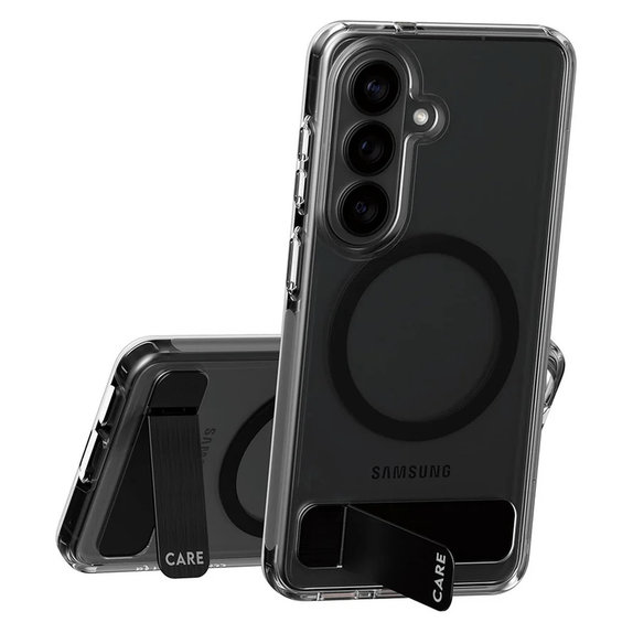 Hülle Kickstand mit schwarzem QI für Samsung Galaxy S26, Transparent, PanzerGlass