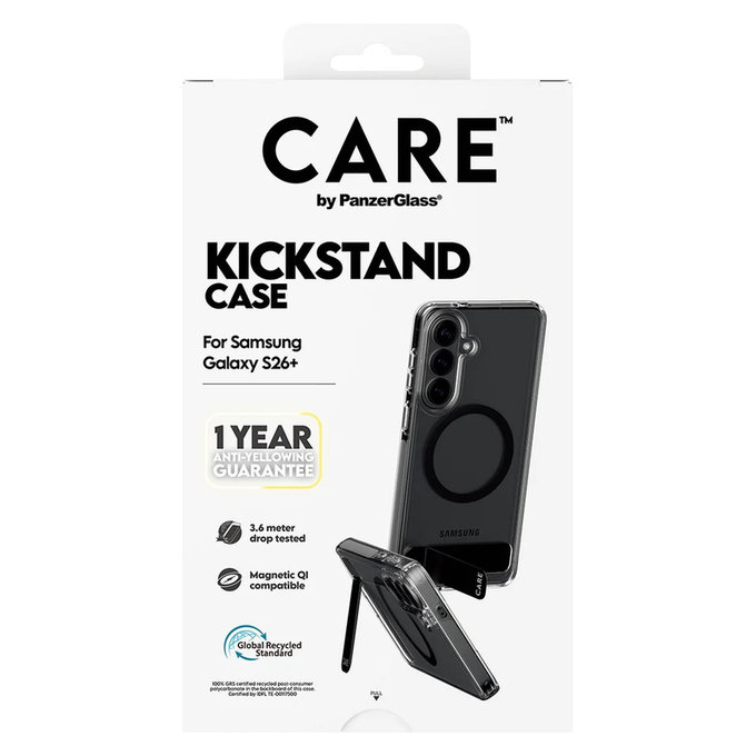 Hülle Kickstand mit schwarzem QI für Samsung Galaxy S26+, Schwarz, PanzerGlass