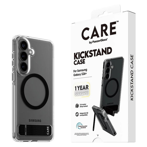 Hülle Kickstand mit schwarzem QI für Samsung Galaxy S26+, Schwarz, PanzerGlass