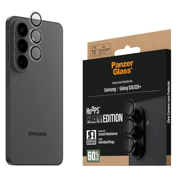 Hoops Kameraobjektivschutz für Samsung S26/S26+, Transparent, PanzerGlass
