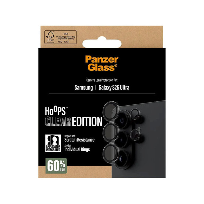 Hoops Kameraobjektivschutz für Samsung S26 Ultra, Transparent, PanzerGlass
