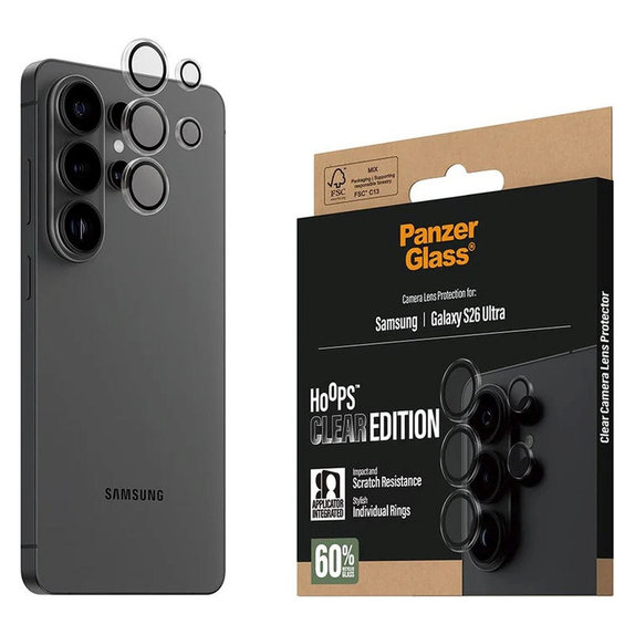 Hoops Kameraobjektivschutz für Samsung S26 Ultra, Transparent, PanzerGlass