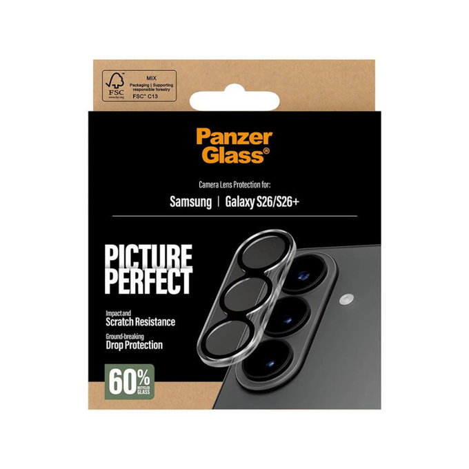 PicturePerfect Kameraobjektivschutz für Samsung S26/S26+, Schwarz, PanzerGlass