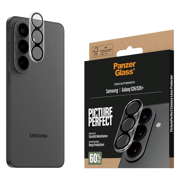 PicturePerfect Kameraobjektivschutz für Samsung S26/S26+, Schwarz, PanzerGlass
