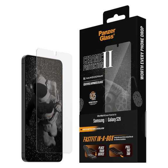 Panzerglas UWF Ceramic mit FASTFIT In-A-Box für Samsung Galaxy S26, Klar, PanzerGlass