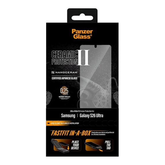 UWF Ceramic Panzerglas mit FASTFIT In-A-Box für Samsung S26 Ultra, Transparent, PanzerGlass