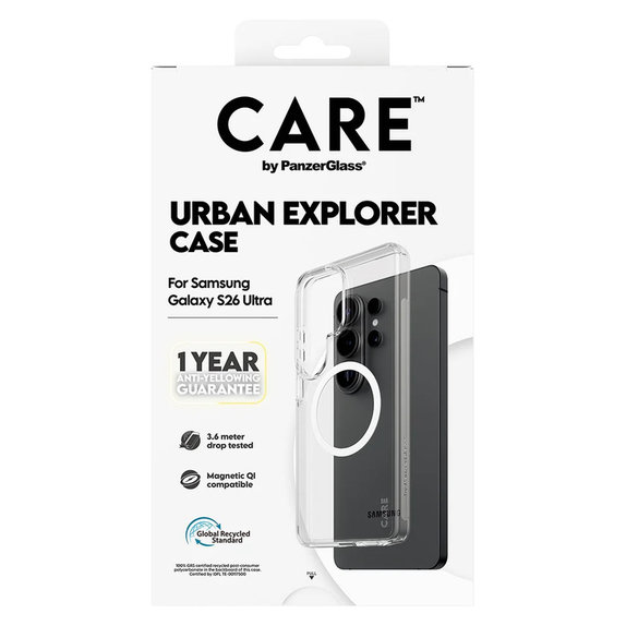 Hülle Urban Explorer mit weißem QI für Samsung Galaxy S26 Ultra, Transparent, PanzerGlass