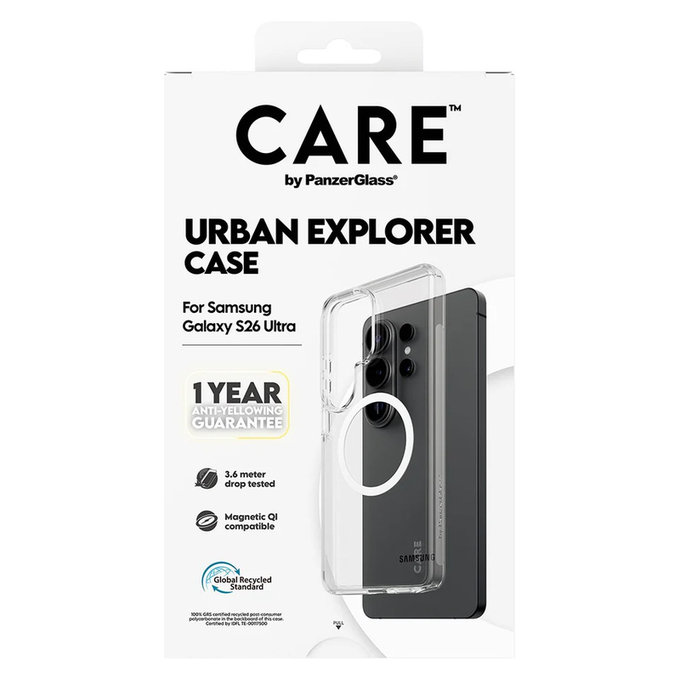 Hülle Urban Explorer mit weißem QI für Samsung Galaxy S26 Ultra, Transparent, PanzerGlass