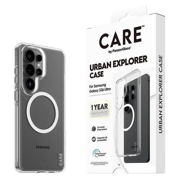 Hülle Urban Explorer mit weißem QI für Samsung Galaxy S26 Ultra, Transparent, PanzerGlass