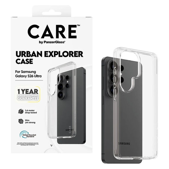 Hülle Urban Explorer für Samsung Galaxy S26 Ultra, Transaparentná, PanzerGlass