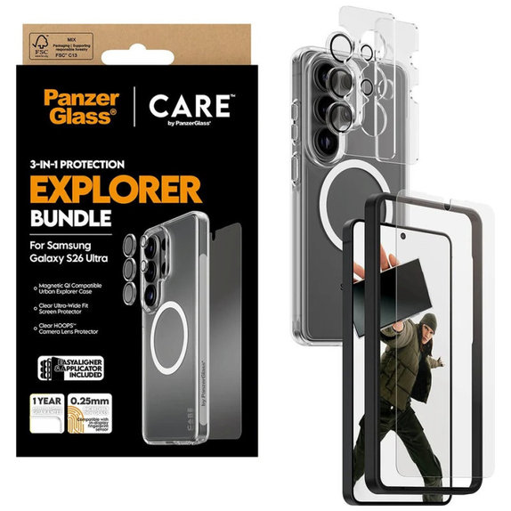 Bundle 3-in-1 Explorer für Samsung S26 Ultra, PanzerGlass