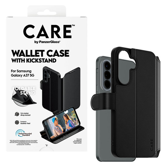 Hülle Wallet Kickstand für Samsung Galaxy A37, Schwarz, PanzerGlass