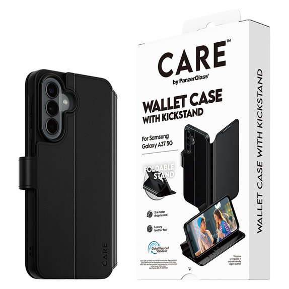 Hülle Wallet Kickstand für Samsung Galaxy A37, Schwarz, PanzerGlass