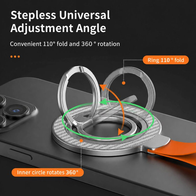 Magnetische Handyhalterung mit Schlaufe, schwarz-orange