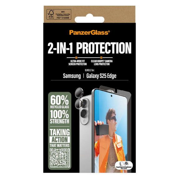 Bundle 2-in-1 für Samsung Galaxy S25 Edge, PanzerGlass