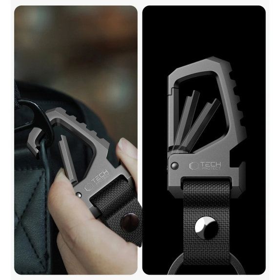 Schlüsselanhänger Slidelock Carabiner Keychain, Gunmetal, Tech-Protect