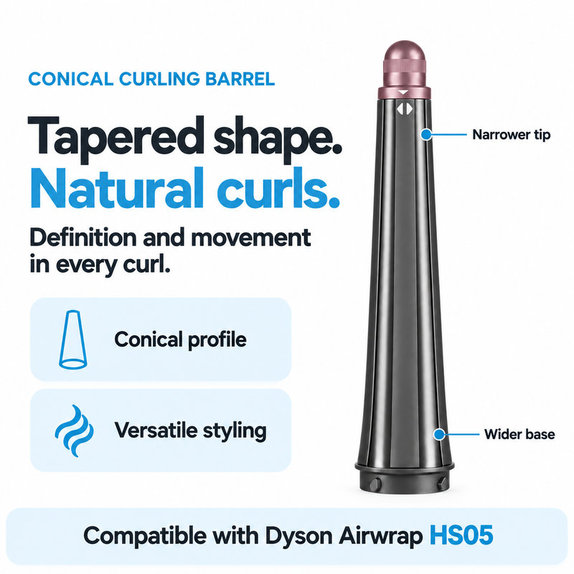Konischer Lockenaufsatz für Dyson Airwrap HS05, Ceramic Pink / Rose Gold