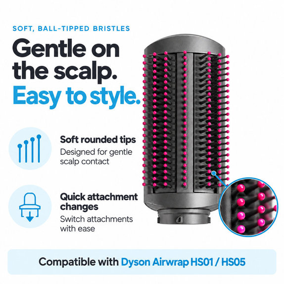 Weiche Smoothing-Bürste für Dyson Airwrap HS01, HS05, Iron / Fuchsia