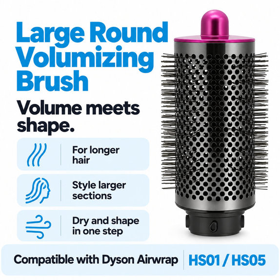 Große runde Volumenbürste für Dyson Airwrap HS01, HS05, Iron / Fuchsia