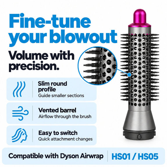 Kleine runde Volumenbürste für Dyson Airwrap HS01, HS05, Iron / Fuchsia