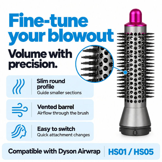 Kleine runde Volumenbürste für Dyson Airwrap HS01, HS05, Iron / Fuchsia