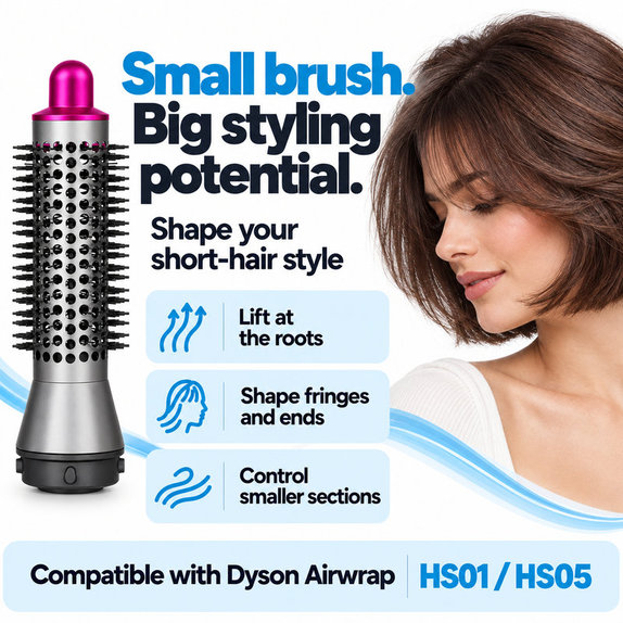 Kleine runde Volumenbürste für Dyson Airwrap HS01, HS05, Iron / Fuchsia