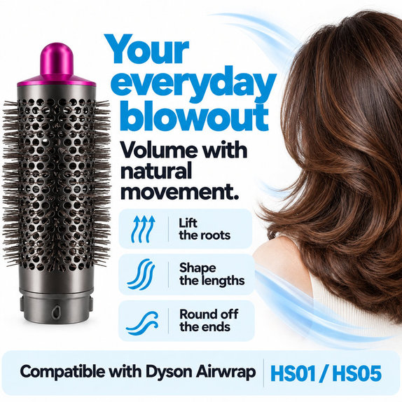 Mittlere runde Volumenbürste für Dyson Airwrap HS01, HS05, Iron / Fuchsia