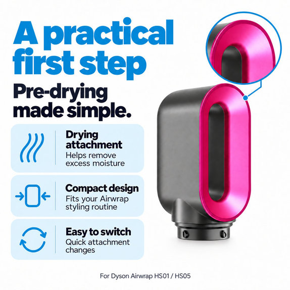 Schnelltrockner-Aufsatz für Dyson Airwrap HS01, HS05, Iron / Fuchsia