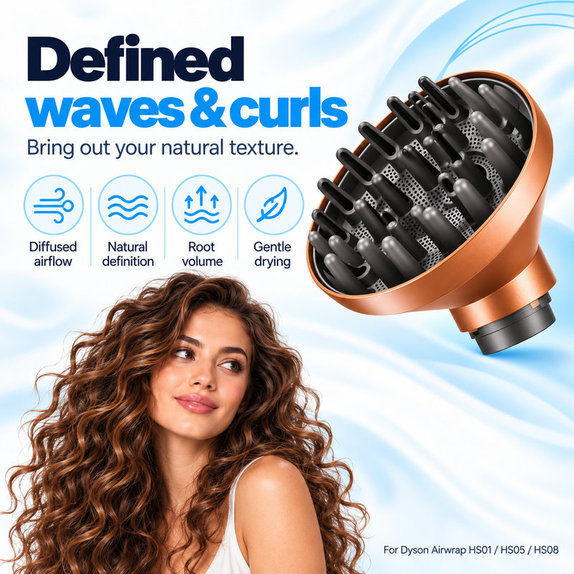 Wave + Curl Diffusor für Dyson Airwrap HS01, HS05, HS08, Copper