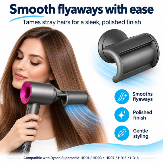 Flyaway Glättungsaufsatz für Dyson Supersonic HD01, HD03, HD07, HD15, HD16, Iron