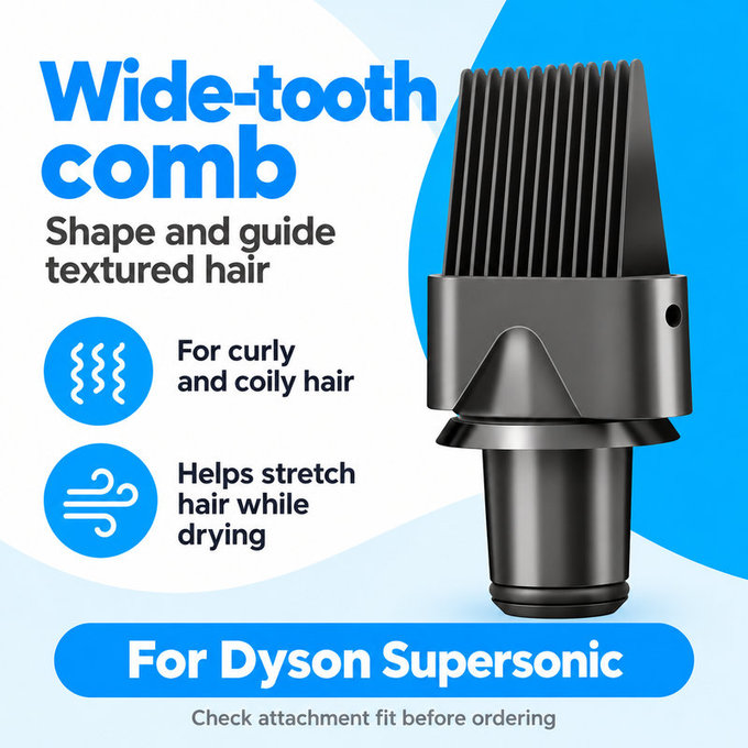 Kammaufsatz mit breiten Zacken für Dyson Supersonic HD01, HD03, HD07, HD15, HD16