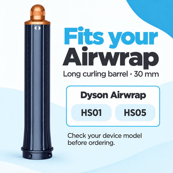 Langer Lockenaufsatz für Dyson Airwrap HS01, HS05, 30 mm, Prussian Blue / Rich Copper