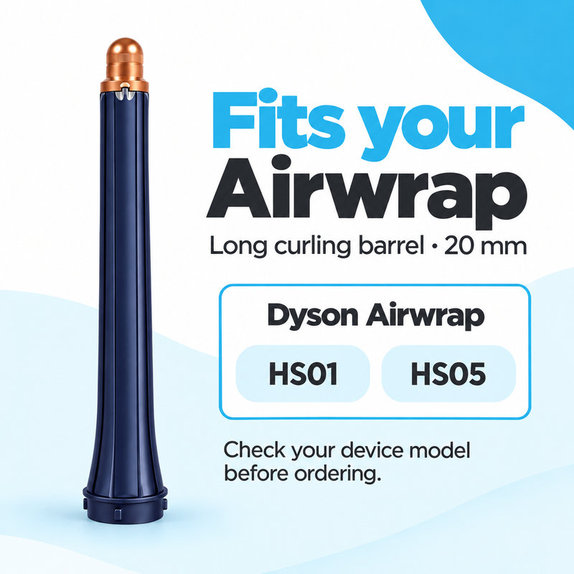 Langer Lockenaufsatz für Dyson Airwrap HS01, HS05, 20 mm, Prussian Blue / Rich Copper