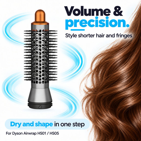 Kleine runde Volumenbürste für Dyson Airwrap HS01, HS05, Nickel / Copper